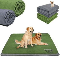 Welpenunterlagen Waschbar, 2er Schnell Absorbierend Puppy Pads 100x70 cm | Auslaufsichere, Rutschfeste Urin Unterlage für Welpen, Alte und Inkontinente Hunde, einsetzbar für Laufstall, Kiste, Sofa Grau+grün 2 Stück: 100 × 70 cm Angebot bei HelloDeals