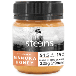 Steens Manuka Honey MGO 515+ - rein roher 100% zertifizierter UMF 15+ Manuka Honig - abgefüllt und versiegelt in Neuseeland - höchste Qualitätsstufe - 225 g 225 g (1er Pack) Angebot bei HelloDeals