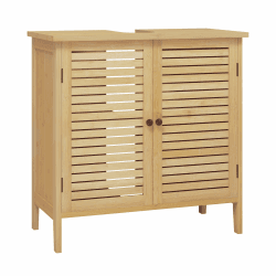 EUGAD Bambus Unterschrank Bad mit 2 Jalousietüren, 60x30x60 cm Bambusfarbe 60B cm + mit Säule Angebot bei HelloDeals
