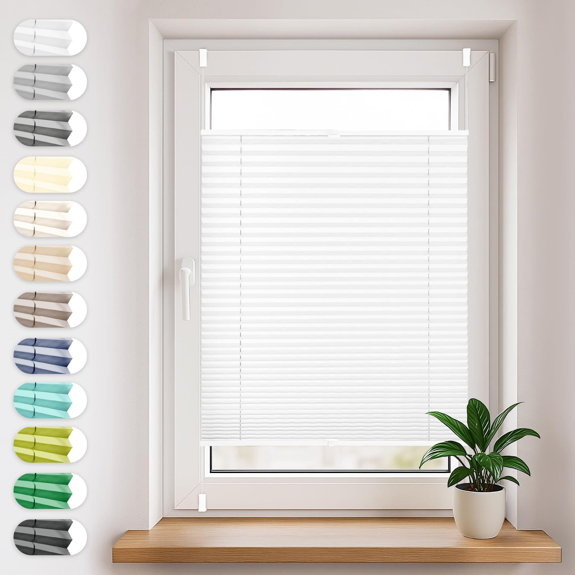 Sonello Plissee Klemmfix ohne Bohren 80x120cm Weiß Plisseerollo Klemmrollo | Sonnenschutz für Tür & Fenster, Blickdicht, Sichtschutz, Fensterrollo, Fertigplissee Rollo - einfache Montage, Faltrollo Weiß B80 x H120 cm Angebot bei HelloDeals