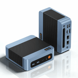 BOSGAME E5 Home-Office-Mini PC, Ryzen 5300U (Schlägt 4300U/N150, Bis zu 3.8GHz), 16GB DDR4 RAM 512GB NVMe SSD, Windows 11 Pro, HDMI/DP/USB-C, Triple 4K Display, Dual LAN, WiFi 5, BT5.0, Mini Computer Blau Angebot bei HelloDeals