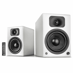 Wavemaster TWO PRO white – Regallautsprecher-System (110 Watt) mit Bluetooth-Streaming, digitalen Anschlüssen und IR-Fernbedienung Aktiv-Boxen Nutzung für TV/Tablet/Smartphone, mattweiß (66351) | Ferritmagnet, Tief-/Mitteltöner: 16 cm, Kevlar-Konusmembran Angebot bei HelloDeals