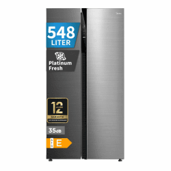 Midea Side-by-Side Kühlschrank 548 L, No Frost, Dual-Inverter, 35 dB | Multi-Air-Flow, Smart-Cooling, SuperCool & Freeze, Aktive Geruchsneutralisation, 176,5 cm hoch, Bru-Stahl, MERS530FGE46EU Blau-stahl E Angebot bei HelloDeals