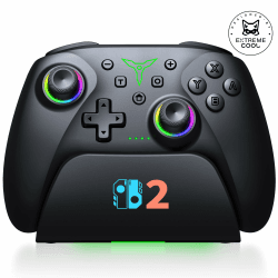 Switch 2 Controller für Switch/OLED/Lite,RGB Lichteffekte Programmierung Pro Controller Wireless mit Ladestation und Turbo, Bluetooth Gamepad mit Hall Joystick Trigger Kein Drift und Dead Zones,Black 16.20 × 7.70 × 14.20 cm Angebot bei HelloDeals