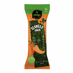 Bibigo Seealgen Snack, gewürzt, Hot Chili – Scharf würzige und geröstete Seealgenblätter – Ideal als herzhafter Snack oder Topping für Suppen, Reis & Salate – 6 x 4 g Angebot bei HelloDeals