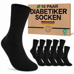 SukModen Diabetikersocken für Herren und Damen, 10 Paar, ohne Gummibund | Weiche Baumwollsocken aus 97 % Baumwolle mit Komfortbund und ohne Naht an den Zehen; für empfindliche Füße im Alltag. 43-46 Schwarz Angebot bei HelloDeals