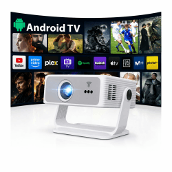 2026 Neue Smart Beamer Integrierte Apps, Android 14, Full HD 1080P Projektor,unterstützt 4K, 25000lumen,Trapezkorrektur, WLAN&BT Beamer Heimkino mit um 270° drehbarem Ständer, Kompatibel Laptop/Handy Standard Weiß Angebot bei HelloDeals
