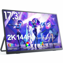 UPERFECT Portable Monitor 2K 144Hz 17,3 Zoll Mobile Display mit 2560 x 1440 Pixeln 400 Nits IPS-Bildschirm Mini-HDMI Typ C für Laptop PC PS4/5 Xbo Switch VESA-kompatibel 17.3 Angebot bei HelloDeals