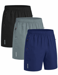 3er Pack Sporthosen Herren Kurze Sommer Jogginghose Sport Shorts Mit Taschen Fussball Hose Kurz Tennishose Basketball Hose Männer Fitness Shorts Turnhose Schwarz/Blau/Grau L Angebot bei HelloDeals