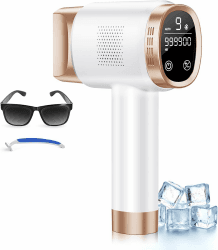 8℃ IPL Geräte Haarentfernung mit Kühlung-funktion, 21J Laser Haarentfernung 9 Stufen, 600NM Rotlicht Haarentfernungsgerät Zuhause für Frauen Männer, Enthaarung für Gesicht Bikinizone Körper Weißgold Angebot bei HelloDeals