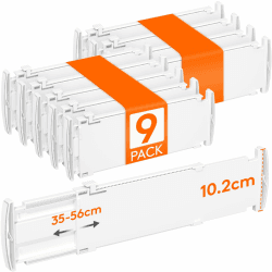 Lifewit 9er Schubladentrenner Verstellbar für Innenlänge 35–56cm&Höhe>10cm | Kunststoff Schubladen Organizer Ordnungssystem für Küche Kleiderschrank Schreibtisch Kommode Büro, Flexibel, Rutschfest, Weiß H10.5&L55 9 Angebot bei HelloDeals