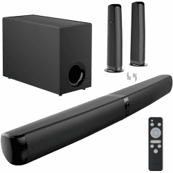 GarageRock Soundbar mit Subwoofer für TV, 110 W Peak 2-in-1 Sound Bar mit Adjustable Deep Bass, Bluetooth 5.3/ARC/Opt/AUX-Anschluss, Surround Sound System für Fernseher/PC/Projektoren/Geschenk, 1 Set Schwarz Angebot bei HelloDeals