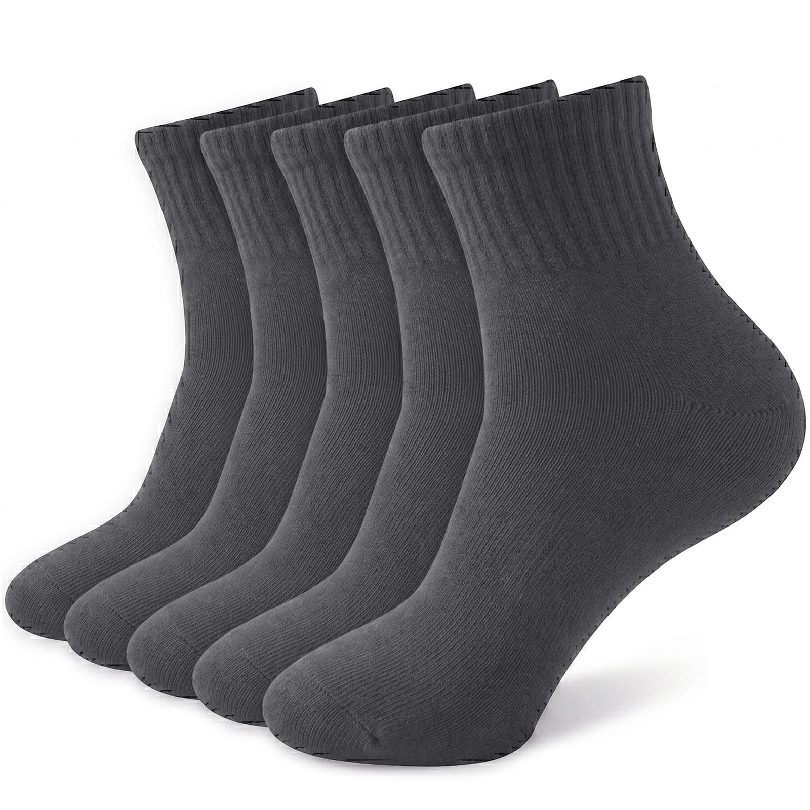 Sneaker Socken Herren Damen 5 Paar - Dünne Quarter Baumwollsocken | Kurze Atmungsaktiv Tennissocken Sportsocken Laufsocken, EU 39-42/43-46/47-50 43-46 04-Dunkelgrau Angebot bei HelloDeals