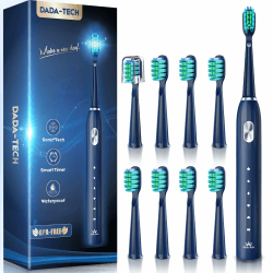 Elektrische Zahnbürste, Schallzahnbürste Electric Toothbrush mit 5 Putzmodi Integrierter Timer und 9 Zahnbürstenköpfen Ultraschall Zahnbürsten (Blau) Blau Neu Angebot bei HelloDeals