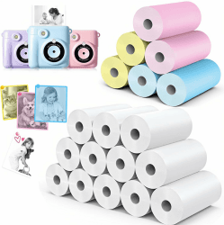 18 Rollen Kinderkamera-Papierrolle, Nachfüllpackung, kompatibel mit den meisten Sofortdruckkameras für Kinder, BPA-frei, 5,7 x 2,5 cm Blau Rosa Gelb Weiß-18 Angebot bei HelloDeals