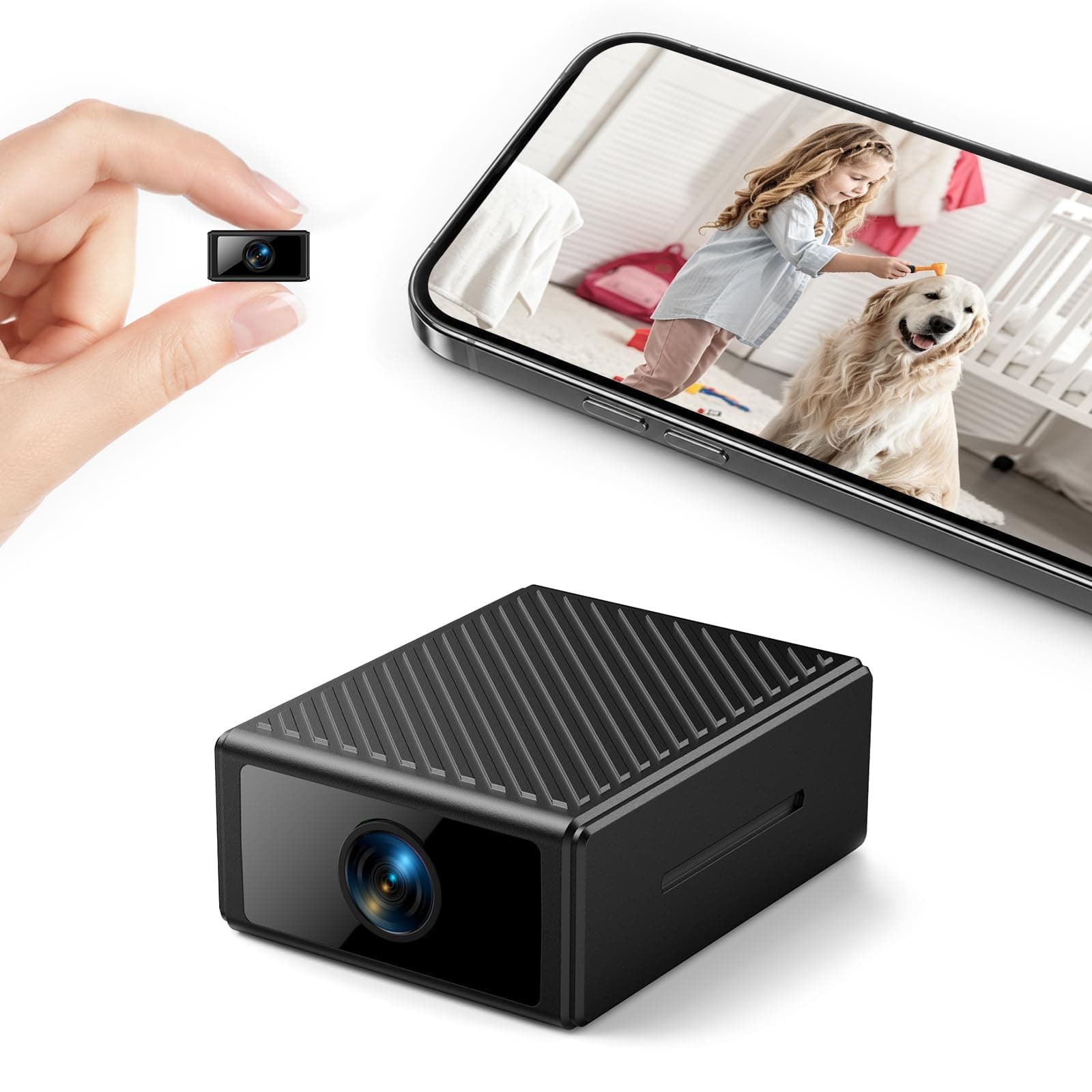 Mini Kamera 4K WLAN Überwachungskamera Innen, WiFi Kamera mit Handy APP, Live-Übertragung, Nachtsicht, Bewegungserkennung, Lange Akkulaufzeit, Cloud- & SD-Kartenspeicher, Schwarz Angebot bei HelloDeals