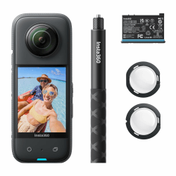 Insta360 X3 Starter-Bundle - wasserdichte 360° Action Kamera mit 1,27 cm (1/2 Zoll)-Sensor, 5,7 K 360°, 72 MP 360° Fotos, Stabilisierung, 5,8 cm (2,29 Zoll)-Touchscreen, Vibrationserkennung Angebot bei HelloDeals