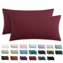 Kissenbezug 40 x 80 2er Set - Kopfkissenbezug 40x80 Burgunderrot mit Reißverschluss aus Mikrofaser Weich, 40x80cm Rot Pillow Case 40 x 80 cm, 2 Stück Burgunderrot Angebot bei HelloDeals