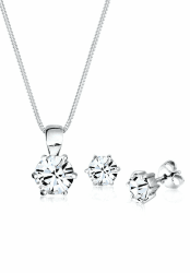 Elli Damen-Schmuck-Set Basic mit Kristallen aus 925er Sterlingsilber White Angebot bei HelloDeals