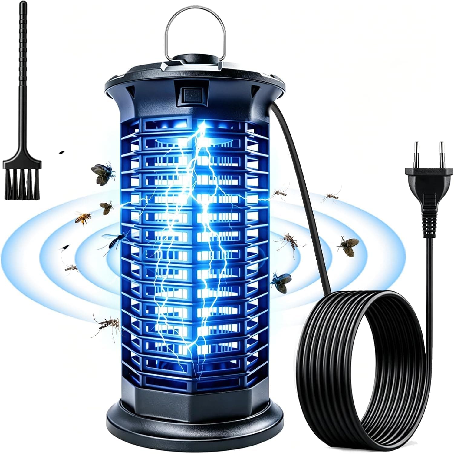 HOAMZ Insektenvernichter Elektrisch, 360° Mückenvernichter Lampe, 3 m Netzkabel UV Mückenlampe Hochspannung insektenfänger, Fliegenfalle elektrisch mückenfalle für Innen Auße, Anti Mücken, Fliegen Angebot bei HelloDeals