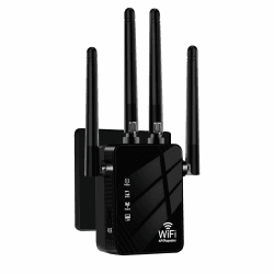 WLAN-Extender-Signalverstärker für bis zu 6.000 m² und 60 Geräte, WLAN Verstärker mit großer Reichweite und Ethernet-Anschluss, Zugangspunkt, 1-Tasten-Einrichtung Schwarz300m Angebot bei HelloDeals