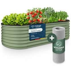 GRUNA Hochbeet Metall 200x60x42 (Grün) - Formstabil & 100% Rostfrei | Hochbeete für Garten in einem 6 in 1 Modular Hochbeete-Kit. Es ermöglicht variable Aufbauformen, ist langlebig und robust. Angebot bei HelloDeals