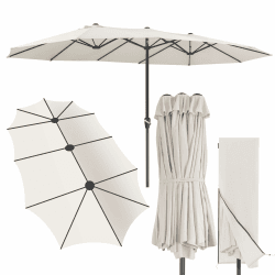 Kingsleeve® XXL Doppelsonnenschirm 460x270 cm UV-Schutz 80+ Creme | UV Schutz 80+, Creme, Doppelt, XXL, Kurbel, inklusive Schutzhülle, Groß, Garten, Terrasse, Balkon, 48 mm Mast Angebot bei HelloDeals