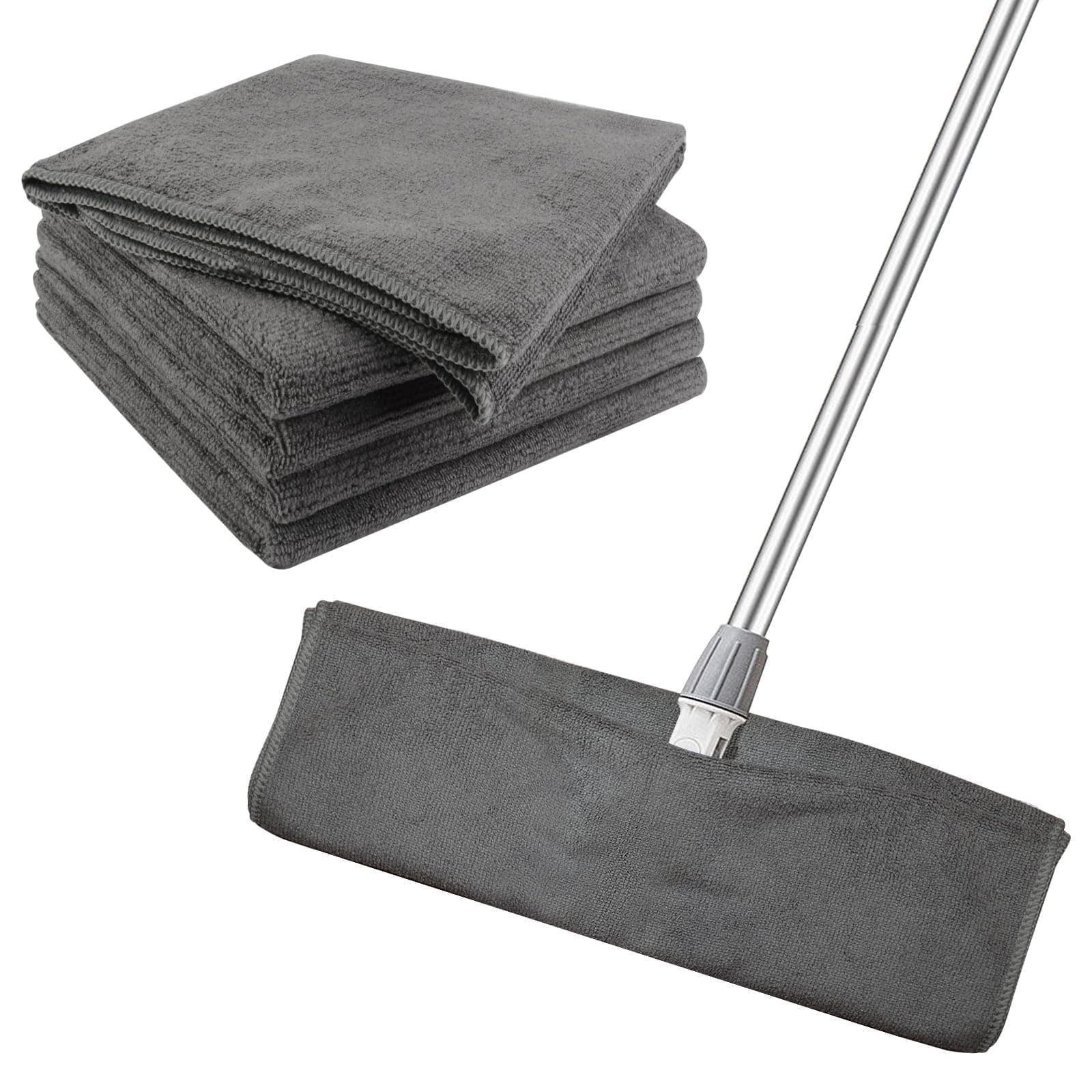 VIVOTE Putzlappen Boden Bodentücher 5 Stück 40x60cm Vielseitig einsetzbar | Mikrofaser Bodenreinigungstuch, Austauschbares Mopp-Pad, Passend für Verschiedene Mopps, Hochsaugfähig, Wiederverwendbar Grau 2 Angebot bei HelloDeals