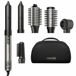 6 in 1 Hairstyler, Ionen Föhn, Lockenstab Automatisch, Ohne Extreme Hitze | Rundbürstenföhn, Coanda-Effekt, Ionen-Technologie, Schnelles Föhnen, Volumen, Glattes Haar, Salon-Look, für Reisen, Silber 6 in 1 Mondsilber Angebot bei HelloDeals