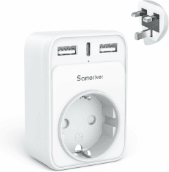 Reiseadapter UK Adapter England Deutschland Stecker Typ G Steckdosenadapter | 4 in 1 Adapter mit 2 USB A 1USB C 1 Schuko AC Steckdosenadapter für England Irland Großbritannien Wand Ladegerät Ladestation 1 PC EU to UK Angebot bei HelloDeals