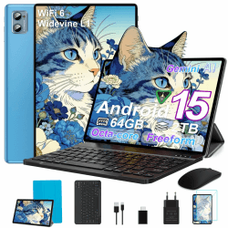 2026 Tablet Android 15 Octa Core Tablets 10 Zoll Blau | 64 GB ROM + 2 TB TF | 5G + 2,4G WiFi |GMS| Bluetooth 5.0 |8 MP + 5 MP | Typ C,Touchscreen-Tablet mit Hülle, Tastatur und Maus Angebot bei HelloDeals