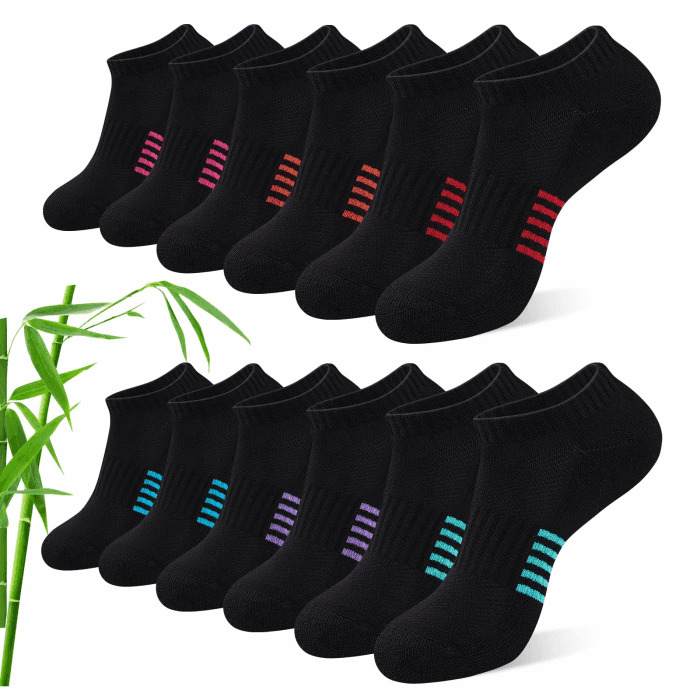 Bambus Sneaker Socken Damen 6/12 Paar, Atmungsaktive Gepolsterte Sportsocken Laufsocken, Anti Schweiß Kurze Socken Damen 39-42 35-38 Bunt, Geschenke für Frauen Sommer 39-42 Mehrfarbig Schwarz Angebot bei HelloDeals