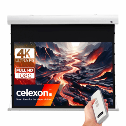 celexon HomeCinema Tension-Motor-Leinwand 125" | 280x158 cm 16:9 | elektrische 4K, Full-HD Beamer-Projektions-Leinwand mit Seilspannsystem für eine ebene Planlage | zur Decken-/Wand-Montage 125" | 16:9 | 280x158 cm Serie: HomeCinema | Standard/ Kurzdistan Angebot bei HelloDeals