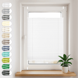 Sonello Plissee Klemmfix ohne Bohren 75x120cm Weiß Plisseerollo Klemmrollo | Sonnenschutz für Tür & Fenster, Blickdicht, Sichtschutz, Fensterrollo, Fertigplissee Rollo - einfache Montage, Faltrollo Weiß B75 x H120 cm Angebot bei HelloDeals
