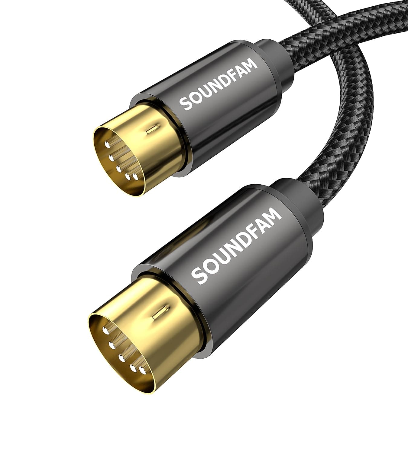Geschirmtes 5-poliges MIDI-Kabel 1M Stecker-Stecker für MIDI-Keyboard, Synthesizer, Sampler, Soundkarte und Musikstudio-Ausrüstung（Schwarz 1M 5-Poliger DIN-MIDI-Stecker auf Stecker Schwarz Angebot bei HelloDeals