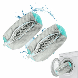 2 Stück Schuhwaschbeutel Waschmaschine, Schuhbeutel Waschmaschine mit 3D Netz, Waschbeutel Schuhe Wiederverwendbar, Schuhsack Waschmaschine mit Reißverschluss, Sneaker Waschbeutel bis EU46 Grau-2pcs Angebot bei HelloDeals