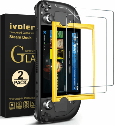 ivoler Schutzfolie für Steam Deck/Steam Deck OLED, Panzerglasfolie Mit Positionierhilfe, 9H Härte, Anti-Kratzen Folie, Anti-Bläschen Displayschutzfolie, Kritall-Klar Hartglas, 2 Stücke Steam Deck / Steam Deck OLED Angebot bei HelloDeals