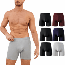 PUTUO Herren Bambusfaser Boxershorts Unterhosen: Atmungsaktive Lange Unterwäsche für Männer - Weiche Retroshorts - Ohne kratzenden Zettel Mehrfarbig-6 Pack XXL Angebot bei HelloDeals
