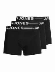 JACK & JONES Herren Jacjames Trunks 3 Pack Noos Boxershorts, Black/Detail:Black Waistband, L EU Angebot bei HelloDeals