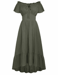 SCARLET DARKNESS Damen Renaissance Maxikleid Schulterfrei High Low Saum Corsagenkleid S Olivgrün Angebot bei HelloDeals