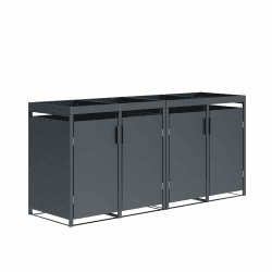 DEGAMO Mülltonnenbox 4-er Mülltonnenhaus ULM für 4X Tonnen 120 und 240 Liter, Stahl verzinkt, Farbe anthrazit, mit Pflanzkastenaufsatz 4 Türen Angebot bei HelloDeals