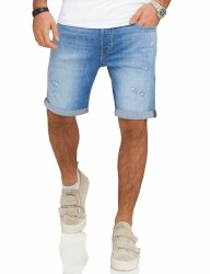 JACK & JONES Infinity Herren Jeans Shorts Rick Bermudas Used Look S Light Blue Denim / 2 Angebot bei HelloDeals
