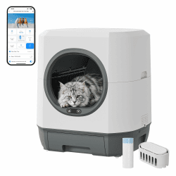 Katzenklo Selbstreinigend 90L, Katzentoilette für Mehrkatzenfamilien | Automatisches Katzenklo App-Steuerung, Geruchsbeseitigung, Mehrfachsicherheit, Großer Raum, Sicherheit, für den Innenbereich Angebot bei HelloDeals