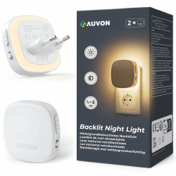AUVON Nachtlicht Steckdose mit Bewegungssensor und Dämmerungssensor 2 Stück | 2200K Warmweißes LED hinterleuchtete Nachtlicht mit 1-50 lm Helligkeit Einstellbar für Flur Schlafzimmer Treppe Bad Kinder 2 Warmweiß Angebot bei HelloDeals