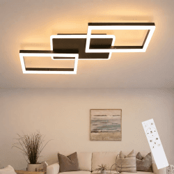 ZMH LED Deckenleuchte Wohnzimmer dimmbar 54cm Deckenlampe Schlafzimmer 48W | Wohnzimmerlampe Schwarz modern Schlafzimmerlampe decke Küchenlampe mit Fernbedienung aus Metall für Küche Esszimmer Büro Schwarz 54CM Angebot bei HelloDeals