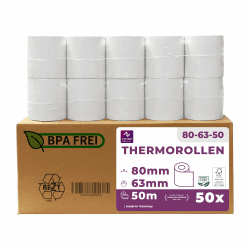 Thermorollen 80mm x 50m x 12mm - Kassenrollen - Bonrollen für Registrierkasse mit Bondrucker - Thermopapier für Kassensysteme – BPA Frei (Medium - 80x63x12 - 50 Meter - 50 Rollen) 80 x 63 x 12 – 50 m (50 Rollen) Angebot bei HelloDeals