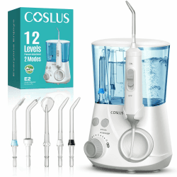 COSLUS Professionelle Elektrische Munddusche Zähne, 2 Modi, 12 Druckstufen | Kieferorthopädie, Zahnspangen, Empfindliches Zahnfleisch – Für Den Heimgebrauch, Für Mehrfamilien, 600Ml-Wassertank, Weiß Dunkelweiß Angebot bei HelloDeals