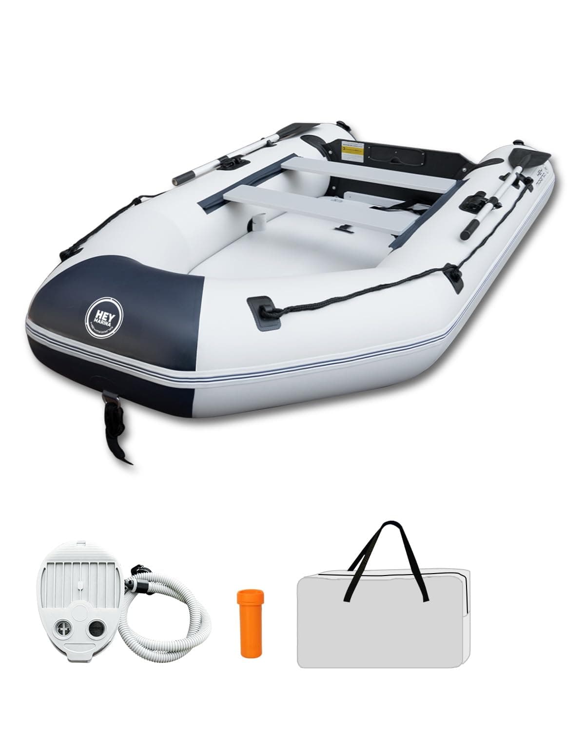 Hey Marina 3 m Schlauchboot Aufblasbares für 3–4 Personen – Wave, Motor geeignet, Freizeitboot, Paddelboot, Angelboot – Mit 2 Sitzbänken, Drop-Stitch-Boden, Paddel, Pumpe, Reparaturset & Tasche 300x150 cm Angebot bei HelloDeals