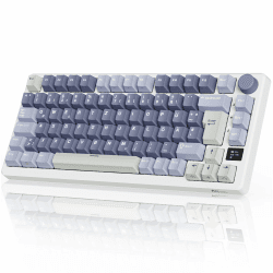 RK ROYAL KLUDGE M75 Gaming Tastatur kabellos 75% TKL Mechanische Tastatur RGB 2,4 GHz Wireless/Bluetooth/USB-C QWERTZ mit OLED-Smart-Display und Knopf Hot Swappable Braune Schalter, Lavendelviolett Lavendelviolett Hot Swappable Brauner Schalter Angebot bei HelloDeals