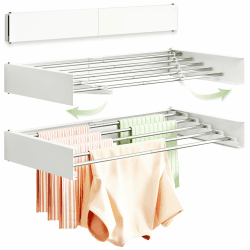 Wandwäscheständer 80 cm (32 Zoll), Ausziehbar & Klappbar, Platzsparender Wäschetrockner Wandmontage, 5 Stangen, Robuster Wäscheständer für Balkon, Bad & Innenbereich, Weiß Weiß-handtuchhalter Angebot bei HelloDeals